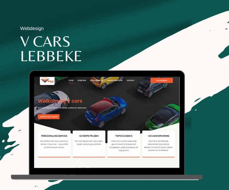 Website V-Cars Lebbeke wagenoverzicht en design