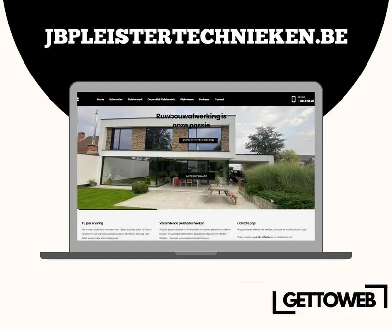 Website voor JB Pleistertechnieken, specialist in pleister- en gyprocwerken